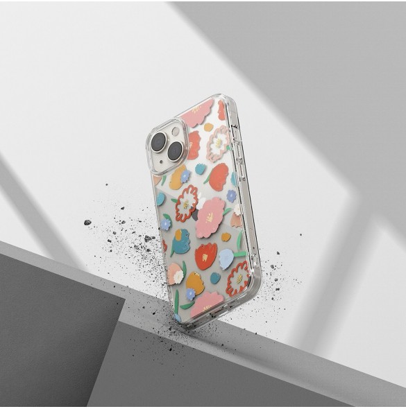 Ringke Fusion Design Armored Sleeve Cover med Gel Ram för iPhone 14 Plus genomskinlig (Floral) (FD637E31)