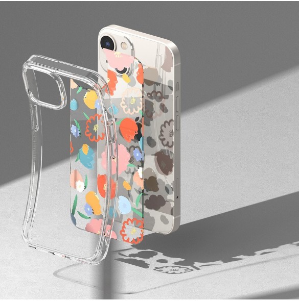 Ringke Fusion Design Armored Sleeve Cover med Gel Ram för iPhone 14 Plus genomskinlig (Floral) (FD637E31)