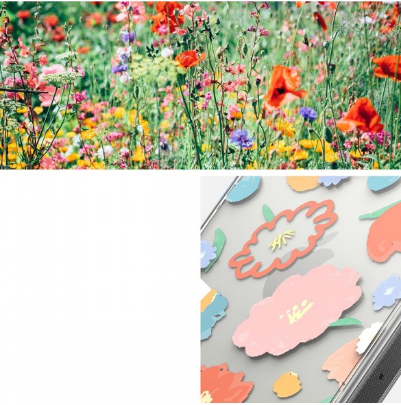 Ringke Fusion Design Armored Sleeve Cover med Gel Frame för iPhone 14 Pro transparent (Blommig) (FD641E31)