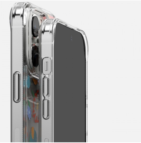 Ringke Fusion Design Armored Sleeve Cover med Gel Frame för iPhone 14 Pro transparent (Blommig) (FD641E31)
