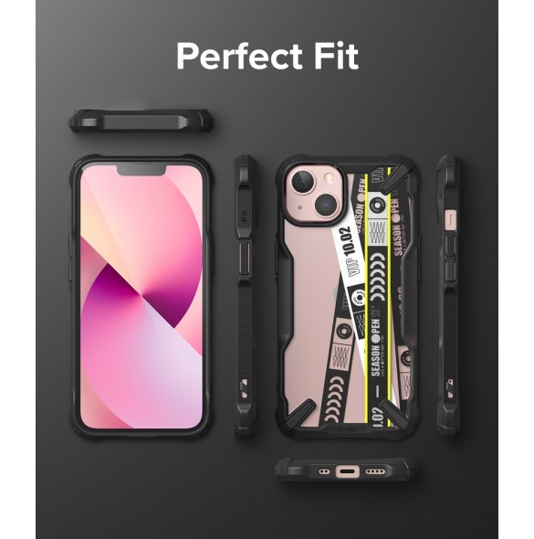 Ringke Fusion X Design hållbart PC-fodral med TPU Bumper för iPhone 13 mini svart (Biljettband) (FXD540E43)