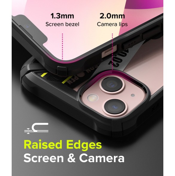 Ringke Fusion X Design hållbart PC-fodral med TPU Bumper för iPhone 13 mini svart (Biljettband) (FXD540E43)