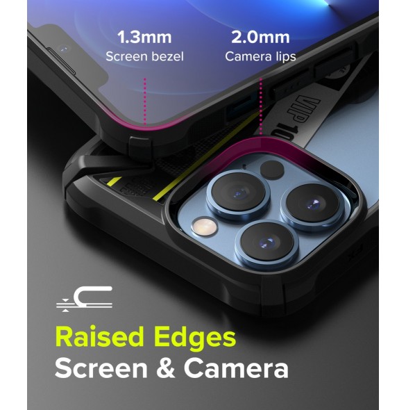 Ringke Fusion X Design hållbart PC-fodral med TPU Bumper för iPhone 13 Pro svart (Biljettband) (FXD550E43)