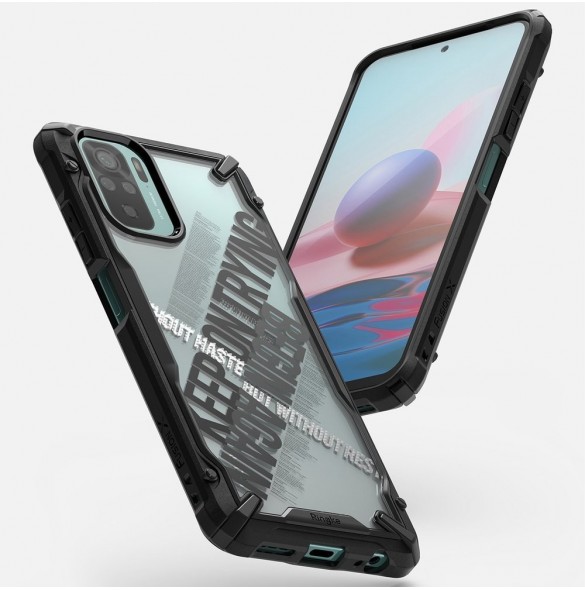 Ringke Fusion X Design hållbart PC-fodral med TPU Bumper för Xiaomi Redmi Note 10 / Redmi Note 10S svart (Cross) (XDXI0030)