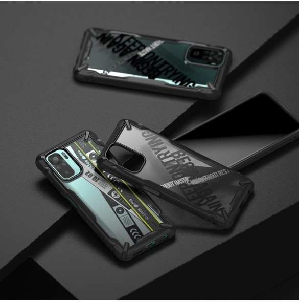 Ringke Fusion X Design hållbart PC-fodral med TPU Bumper för Xiaomi Redmi Note 10 / Redmi Note 10S svart (Cross) (XDXI0030)