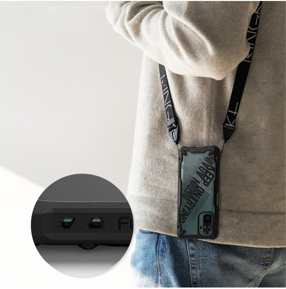 Ringke Fusion X Design hållbart PC-fodral med TPU Bumper för Xiaomi Redmi Note 10 / Redmi Note 10S svart (Cross) (XDXI0030)