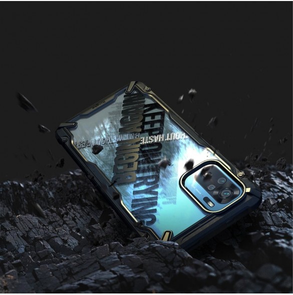 Ringke Fusion X Design hållbart PC-fodral med TPU Bumper för Xiaomi Redmi Note 10 / Redmi Note 10S svart (Cross) (XDXI0030)
