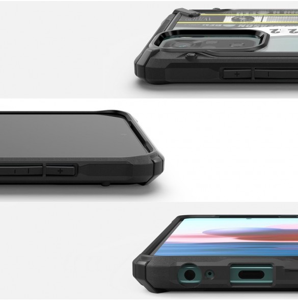 Ringke Fusion X Design hållbart PC-fodral med TPU Bumper för Xiaomi Redmi Note 10 / Redmi Note 10S svart (Cross) (XDXI0030)