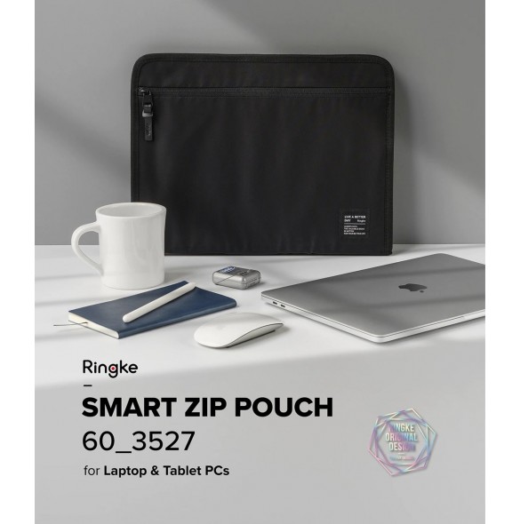 Ringke Smart Zip Pouch universalfodral för bärbar dator, surfplatta (upp till 13 tum), stativ, väska, organisatör, beige