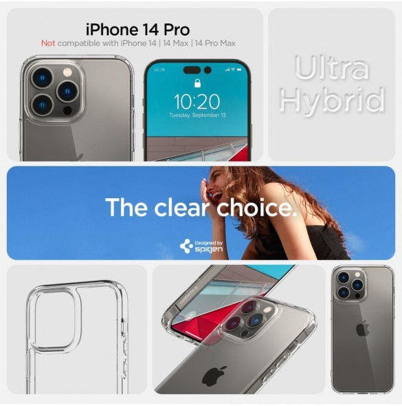 Solid skal till iPhone 14 Pro Spigen Ultra Hybrid - genomskinlig