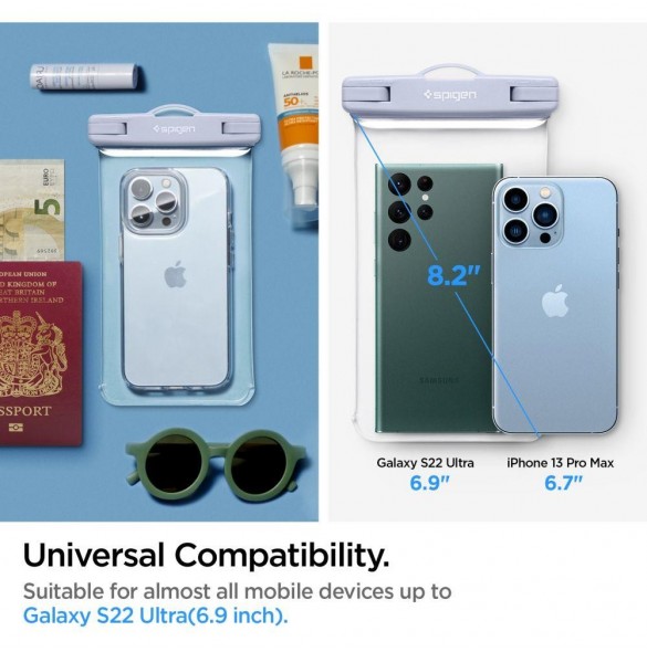 Spigen A601 UNIVERSELL VATTENTÄT FODRAL 2-PACK AQUA BLUE