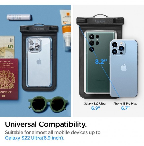 Spigen A601 UNIVERSAL VATTENTÄT FODRAL 2-PACK SVART