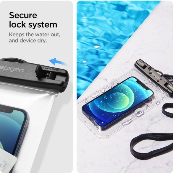 Spigen A601 UNIVERSAL VATTENTÄT FODRAL 2-PACK CRYSTAL CLEAR