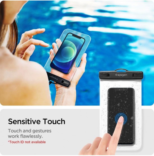 Spigen A601 UNIVERSAL VATTENTÄT FODRAL 2-PACK CRYSTAL CLEAR