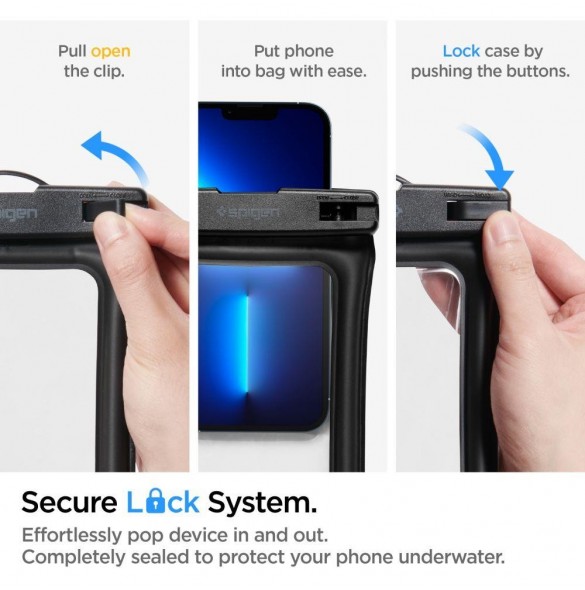 Spigen A610 UNIVERSELL VATTENTÄT FLYTNINGSVÄSKA 2-PACK SVART