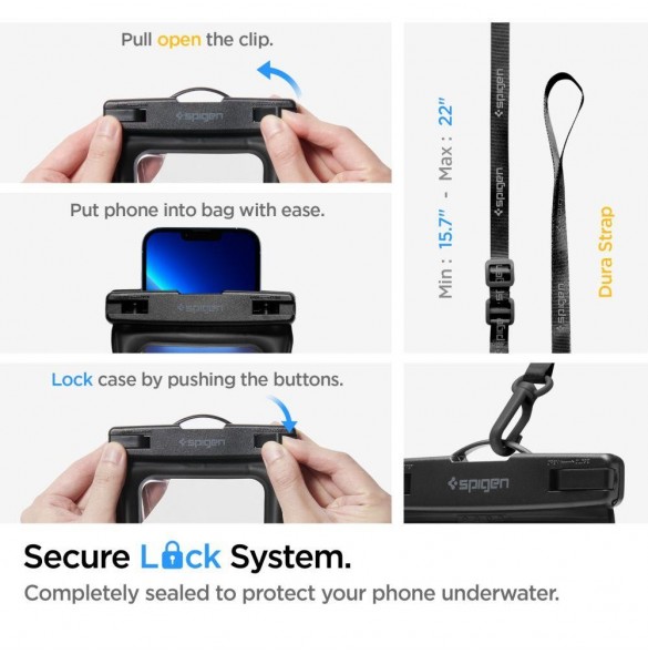 Spigen A621 UNIVERSELL VATTENTÄT FODRAL & MIDJEVÄSKA SVART