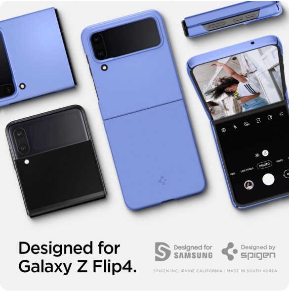 Spigen AIRSKIN GALAXY MED FLIP 4 BLOCKBLOMMA BLÅ