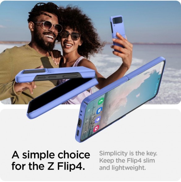 Spigen AIRSKIN GALAXY MED FLIP 4 BLOCKBLOMMA BLÅ