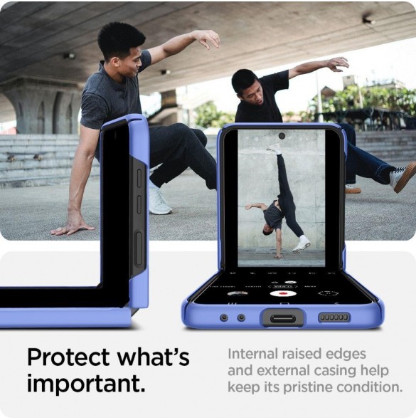 Spigen AIRSKIN GALAXY MED FLIP 4 BLOCKBLOMMA BLÅ