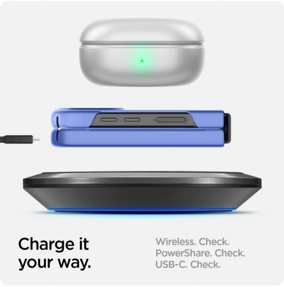 Spigen AIRSKIN GALAXY MED FLIP 4 BLOCKBLOMMA BLÅ