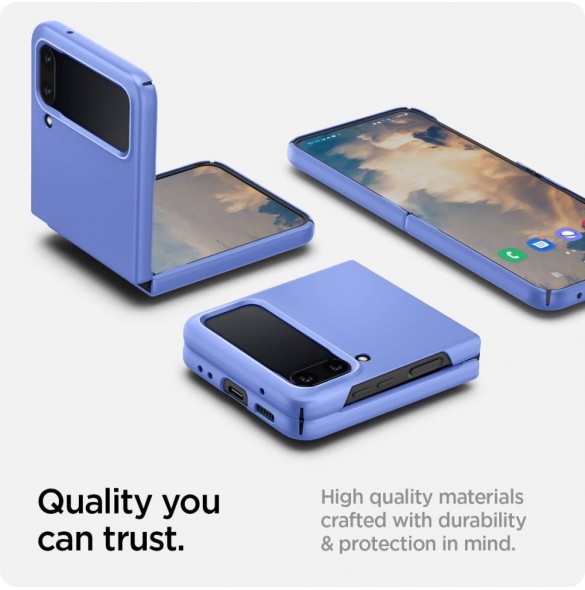 Spigen AIRSKIN GALAXY MED FLIP 4 BLOCKBLOMMA BLÅ