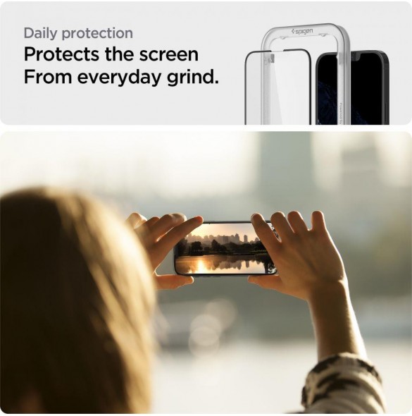 Spigen ALM Glass FC 2st helskärmshärdat glas för iPhone 13 Pro Max med svart ram