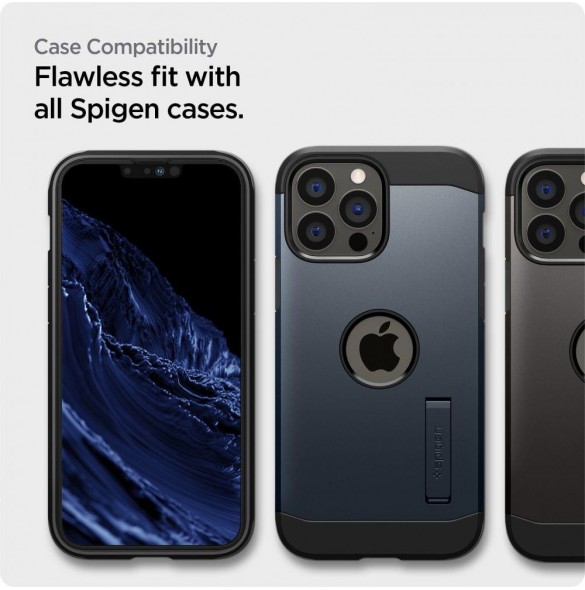 Spigen ALM Glass FC 2st helskärmshärdat glas för iPhone 13 Pro Max med svart ram