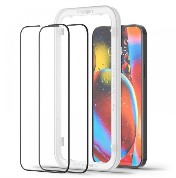 Spigen ALM Glass FC 2st helskärmshärdat glas för iPhone 13 Pro Max med svart ram