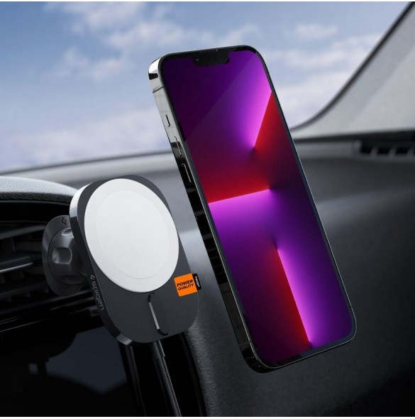 Spigen ITM12W ONETAP PRO 3 MAGNETISK MAGSAFE VENT BILMONTERING TRÅDLÖS LADDARE SVART