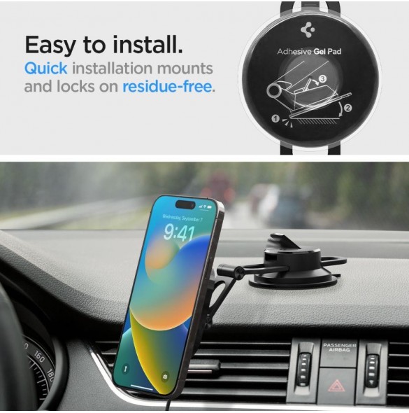 Spigen ITM35W ONETAP PRO 3 MAGNETISK MAGSAFE DASHBOARD BILMONTERING TRÅDLÖS LADDARE SVART
