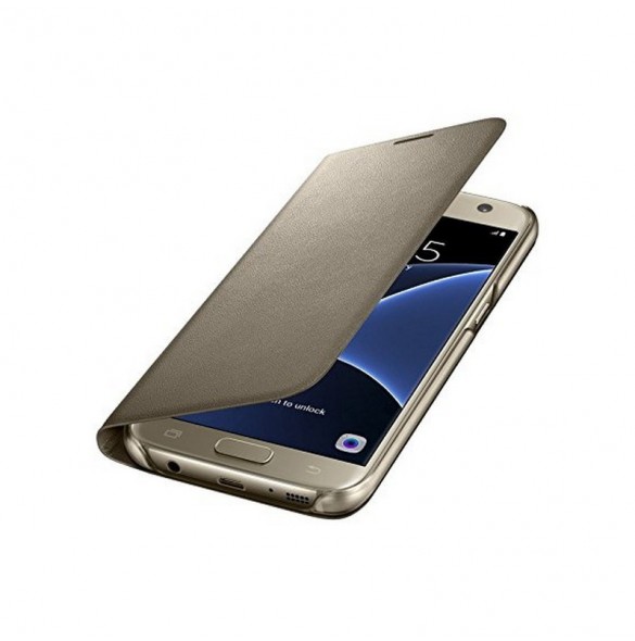Samsung EF-NG930PFE LED View Cover Vikbart Fodral Till Samsung Galaxy S7 - Guld
