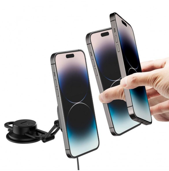 Spigen ITS35W-3 ONETAP PRO 3 MAGNETISK MAGSAFE VINDRUTA OCH DASHBOARD BILMONTERING TRÅDLÖS LADDARE SVART