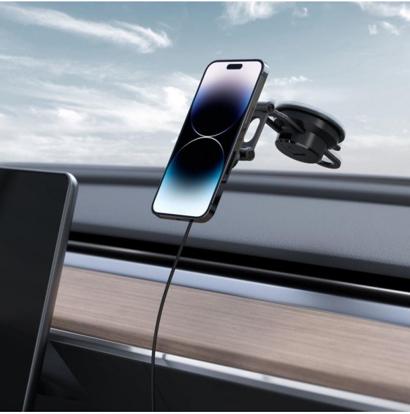 Spigen ITS35W-3 ONETAP PRO 3 MAGNETISK MAGSAFE VINDRUTA OCH DASHBOARD BILMONTERING TRÅDLÖS LADDARE SVART