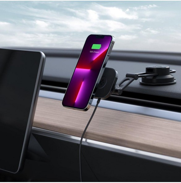 Spigen ITS35W-3 ONETAP PRO 3 MAGNETISK MAGSAFE VINDRUTA OCH DASHBOARD BILMONTERING TRÅDLÖS LADDARE SVART