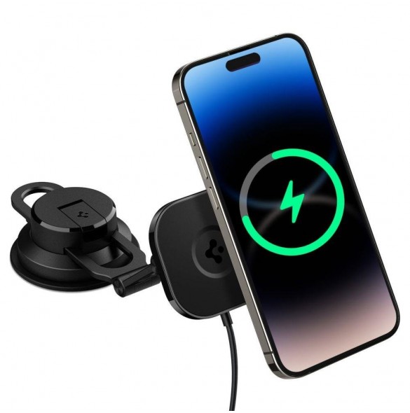 Spigen ITS35W-3 ONETAP PRO 3 MAGNETISK MAGSAFE VINDRUTA OCH DASHBOARD BILMONTERING TRÅDLÖS LADDARE SVART