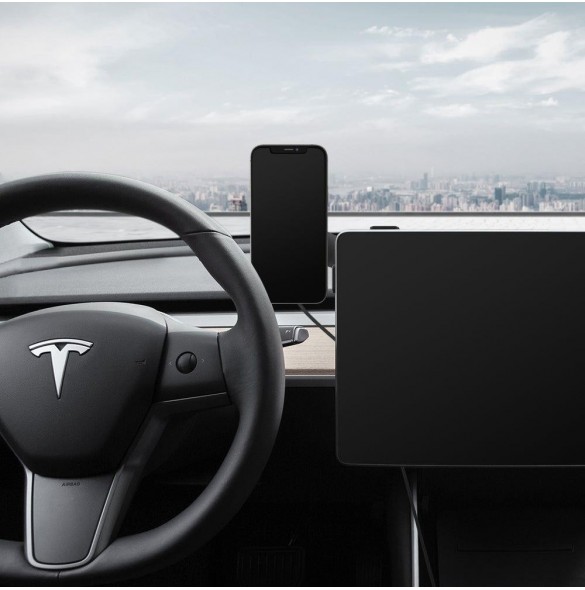 Spigen ITT90W ONETAP MAGNETISK MAGSAFE SKÄRMBILD TRÅDLÖS LADDARE TESLA MODELL 3 / Y / X / S SVART