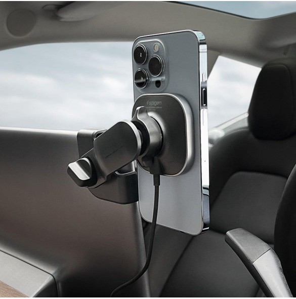 Spigen ITT90W ONETAP MAGNETISK MAGSAFE SKÄRMBILD TRÅDLÖS LADDARE TESLA MODELL 3 / Y / X / S SVART
