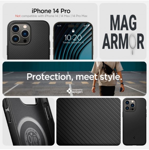 Spigen MAG ARMOR IPHONE 14 PRO MATSVART