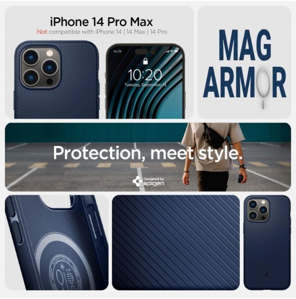 Spigen MAG ARMOR IPHONE 14 PRO MAX MARINBLÅ