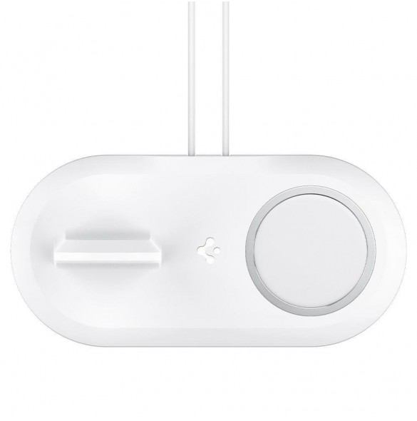 Spigen MAGFIT DUO Apple MAGSAFE och Apple Watch CHARGER STAND WHITE