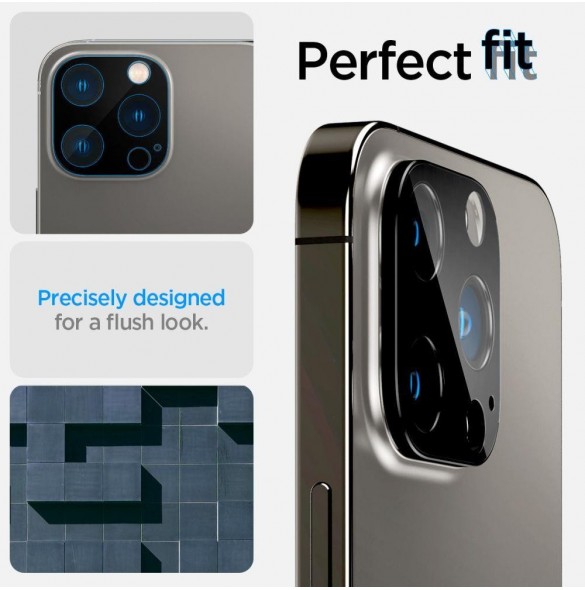 Spigen Optik. TR Camera Protector Kamerahärdat glas (2 st) iPhone 14 Pro/ 15 Pro / 14 Pro Max /15 Pro Max svart