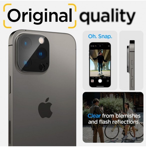 Spigen Optik. TR Camera Protector Kamerahärdat glas (2 st) iPhone 14 Pro/ 15 Pro / 14 Pro Max /15 Pro Max svart