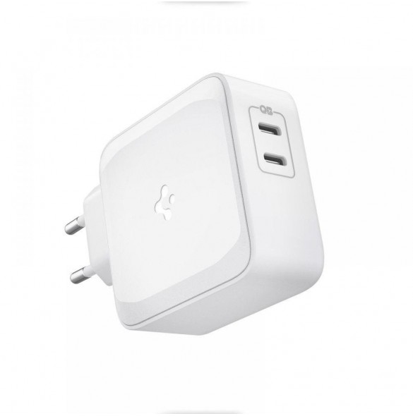Spigen PE2007EU POWERARC 2-PORTAR NÄTVERKSLADDARE PD60W/QC3.0 VIT
