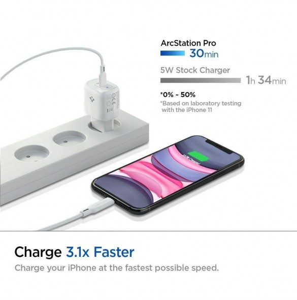 Spigen PE2009EU POWERARC NÄTVERKSLADDARE PD20W/3A VIT