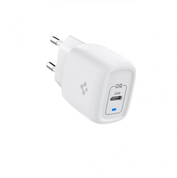 Spigen PE2C10CL 1-PORTS NÄTVERKSLADDARE PD20W + Lightning MFi KABEL VIT