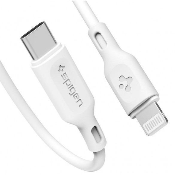 Spigen PE2C10CL 1-PORTS NÄTVERKSLADDARE PD20W + Lightning MFi KABEL VIT