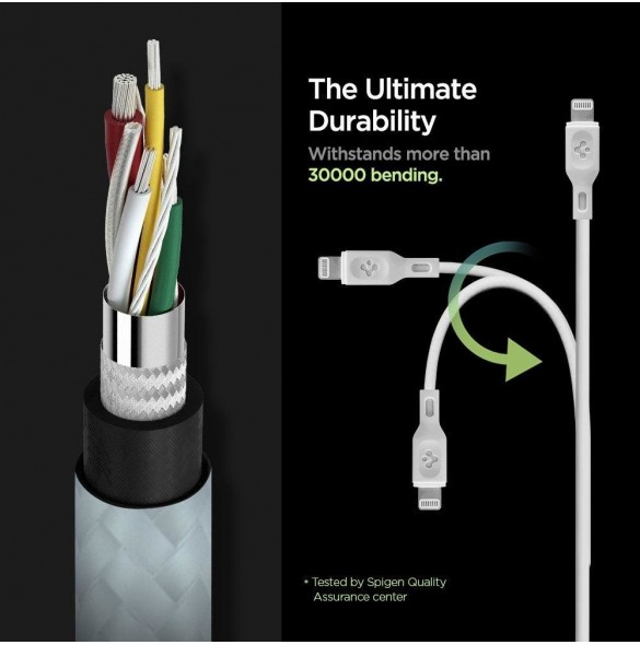 Spigen PE2C10CL 1-PORTS NÄTVERKSLADDARE PD20W + Lightning MFi KABEL VIT