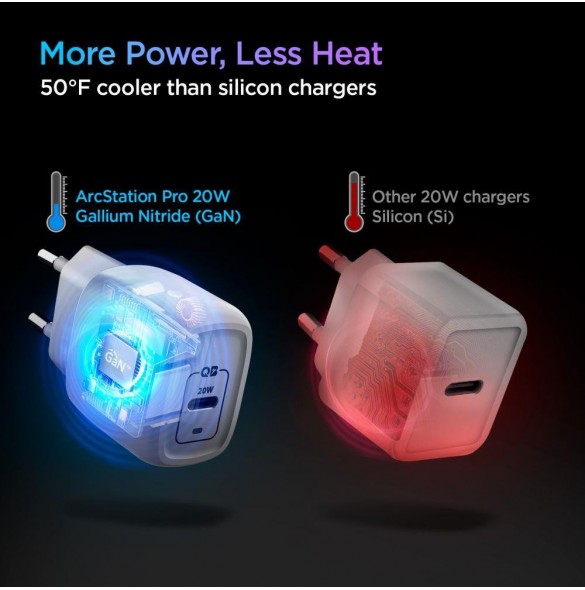 Spigen PE2C10CL 1-PORTS NÄTVERKSLADDARE PD20W + Lightning MFi KABEL VIT