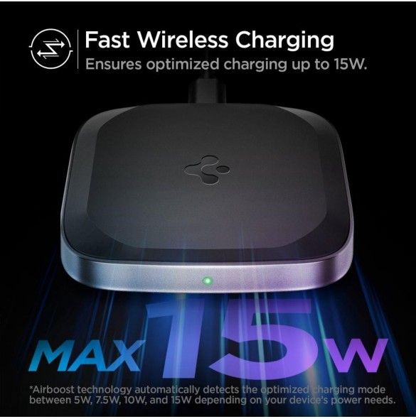 Spigen PF2004 POWERARC TRÅDLÖS LADDARE 15W SVART