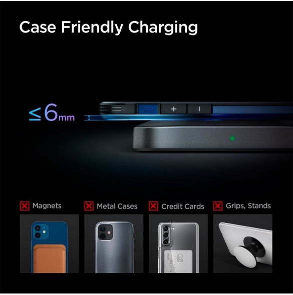Spigen PF2004 POWERARC TRÅDLÖS LADDARE 15W SVART